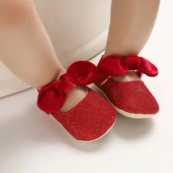 

2019 Toddler Girl Crib Shoes Newborn Baby Bowknot Soft Sole Prewalker Shoes Sneakers 0-18M