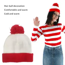 Рождественская шерстяная зимняя шапка красного и белого цвета для мужчин и женщин, осенняя и зимняя теплая шерстяная шапка Санта Клауса, вязаная шапка, украшение из меха