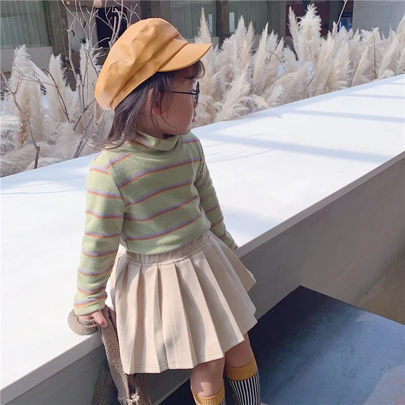 Новинка года; Сезон Зима; Однотонная юбка-пачка с бархатной юбкой для маленьких девочек простая шерстяная плиссированная юбка для малышей Одежда для детей