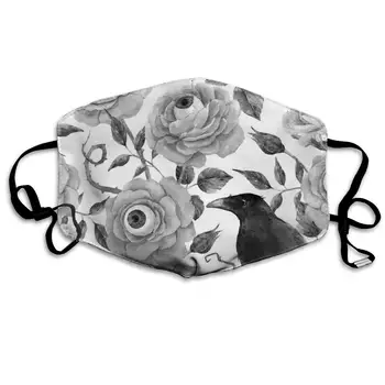 

Mouth Face Mask, Unique Black and White Crow Anti Dust Face Mask Cover Mouth for Adults and Teens