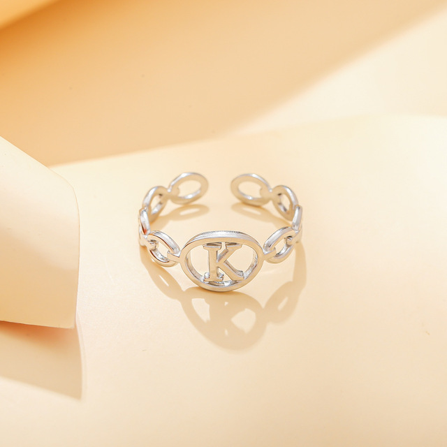 Out A-ZLetter 2Colors Metal Adjustable Opening Ring Initials Name Alphabet Female Party Fashion Jewelry Christmas Present