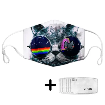 

Cute 3D Glasses Cat Design Women Cool Outdoor Windproof Reusable Masques Kids&Adults Breathable Elastic Mascarilla Mask Female