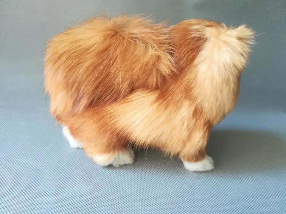 lovely Pekingese dog 14x10cm furry fur dog model toy polyethylene