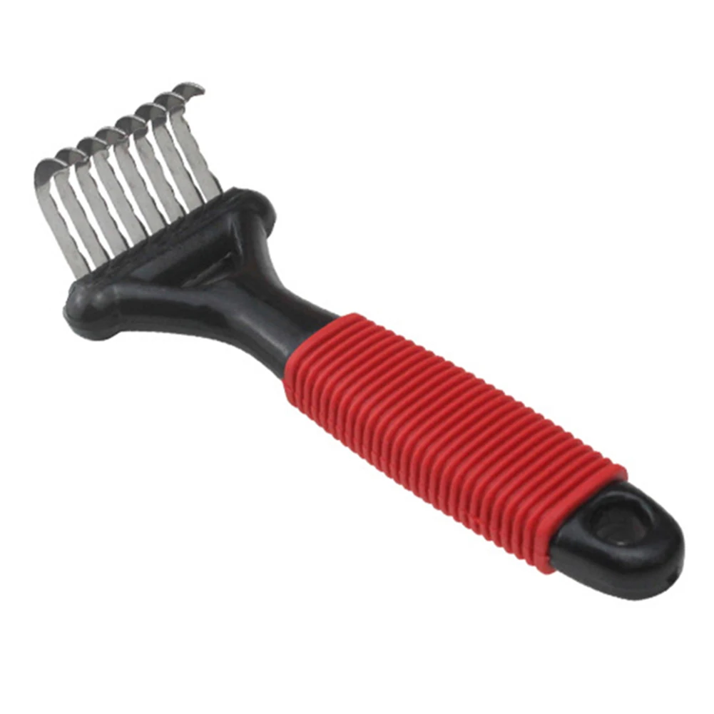 Stainless Steel Plastic Pet Dog Fur Removal Brush Ergonomic Trimmer Grooming ToolHandle Comb Rake fur shinier