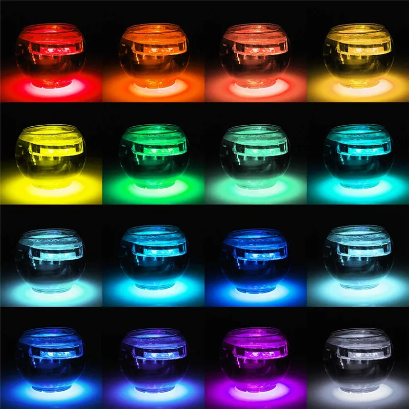 4 Pcs Underwater LED Lights Waterproof Multi Color Remote Control Wireless LED Lights for Pool Fountain Aquarium Party Vase Base