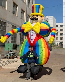 Multicolor Персонализированные цирковой парад производительность ходьба надувной клоун кукла 3,5 м высота дуть смешной костюм клоуна для наружного события - Цвет: Multicolor