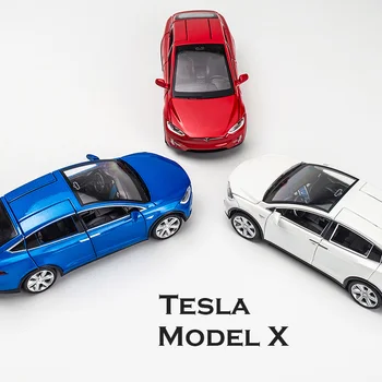 

1:32 Alloy Car Model Tesla MODEL X Tesla Metal 3 Diecast Toy Vehicles Car With Pull Back Flashing Musical For Baby Gifts