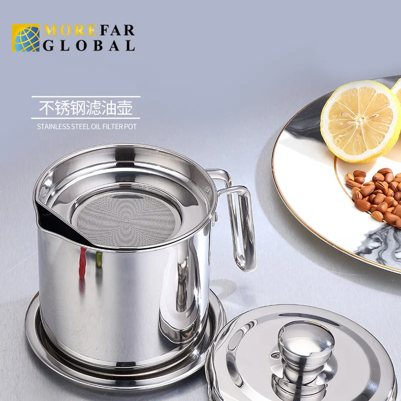 1.6/2L Stainless Steel Oil Strainer Pot Filter Colander Grease Container Can 1.6/2L Stainless Steel Oil Strainer Pot Filter Colander Grease Container Can