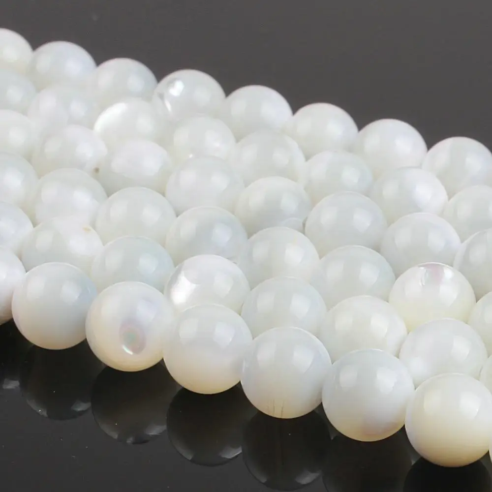 

Natural Round White Shell Loose Beads 6mm 8mm 10mm For Necklace Bracelet DIY Jewelry Making 15inch Strand