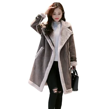 

Woman Coats Winter Long The Korean Version Lambs Wool Coat Woman Winter with Thick Cotton-padded Jacket Woman