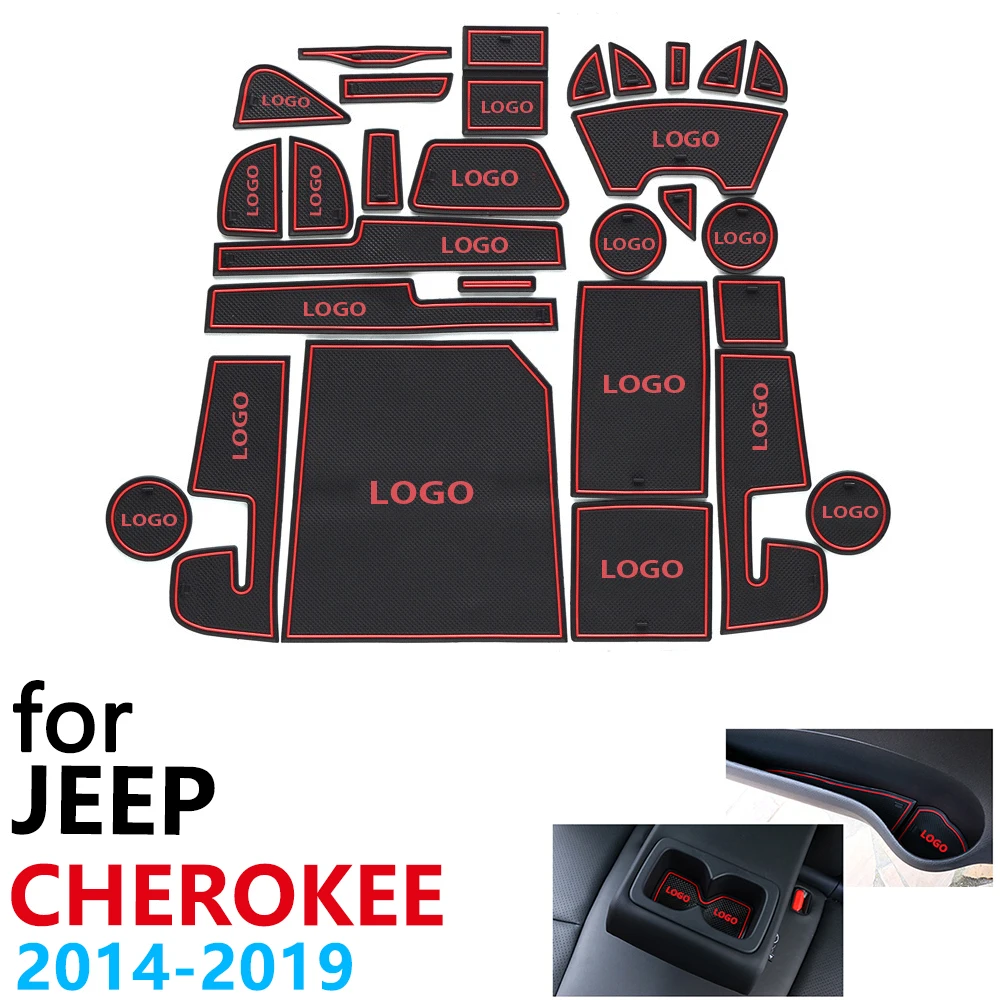 Противоскользящий резиновый коврик для чашки дверной паз Jeep Cherokee KL 2014 ~ 2019 2015 2016