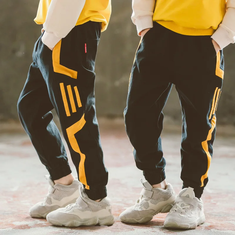 

BOY'S Pants 2019 Spring Joint Athletic Pants Korean-style Mixed Colors Children Big Boy Bib Overall Cotton
