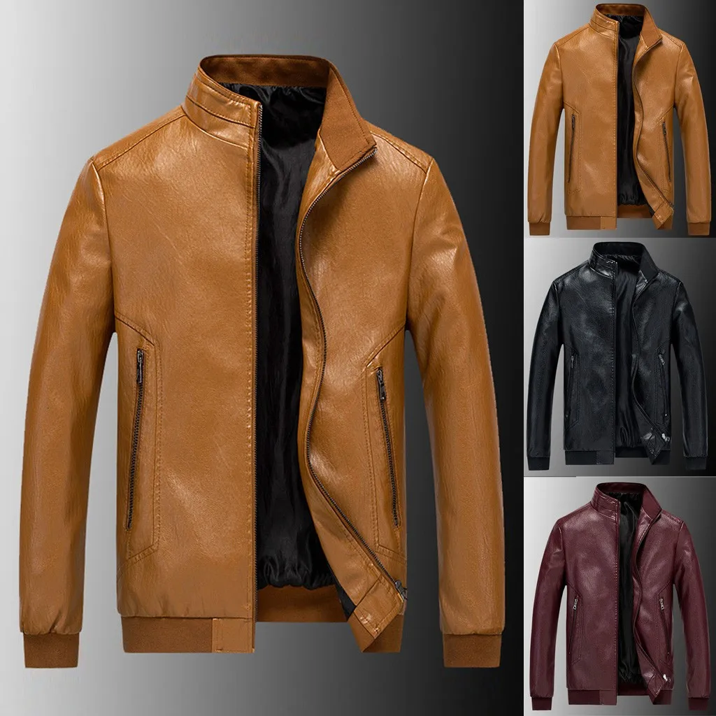 Mountainskin 3XL, мужские кожаные куртки, мужские пальто со стоячим воротником, Мужская мотоциклетная кожаная куртка, байкерские Мотоциклетные Куртки из искусственной кожи