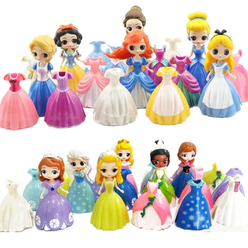 my generation doll New! Cute 6pcs/18pcs 8cm Fashion Princess Belle Alice dolls Dress Up Princess Elsa Anna model Doll Toy Set Gifts for Girls loldolls