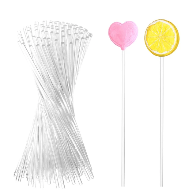 100Pcs Acrylic Lollipop Sticks 6 Inch Clear Reusable Candy Cake Pops Stick  for DIY Making Cupcake