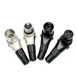 Multi - Directional Right Angle XLR Audio Cable Connector, 3 - Pin Male/Female - Female Insert (Silver)