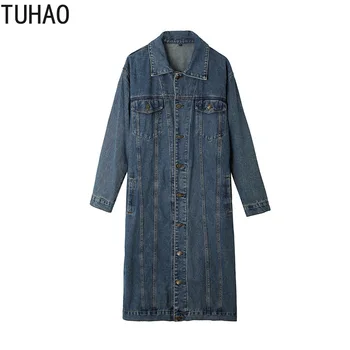 

TUHAO 2020 Autumn Winter Plus Size 4XL 3XL Coats Women's Plus Size Women's Windbreaker Denim Long Casual Coat WM53