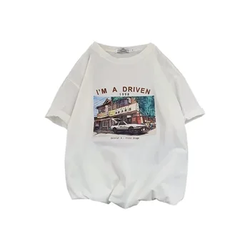 

ZHIJING Couples Cartoon Printed Cotton MEN T-shirt Korean-style Casual Popular Brand Tee Teenager Men Women Short Sleeve Tshirt