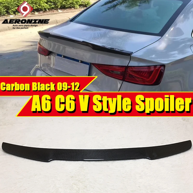 Для Audi A6 A6A A6Q задний спойлер C6 V Стиль углеродного волокна Задняя Крышка багажника спойлер багажника Стайлинг автомобиля украшение 09-12
