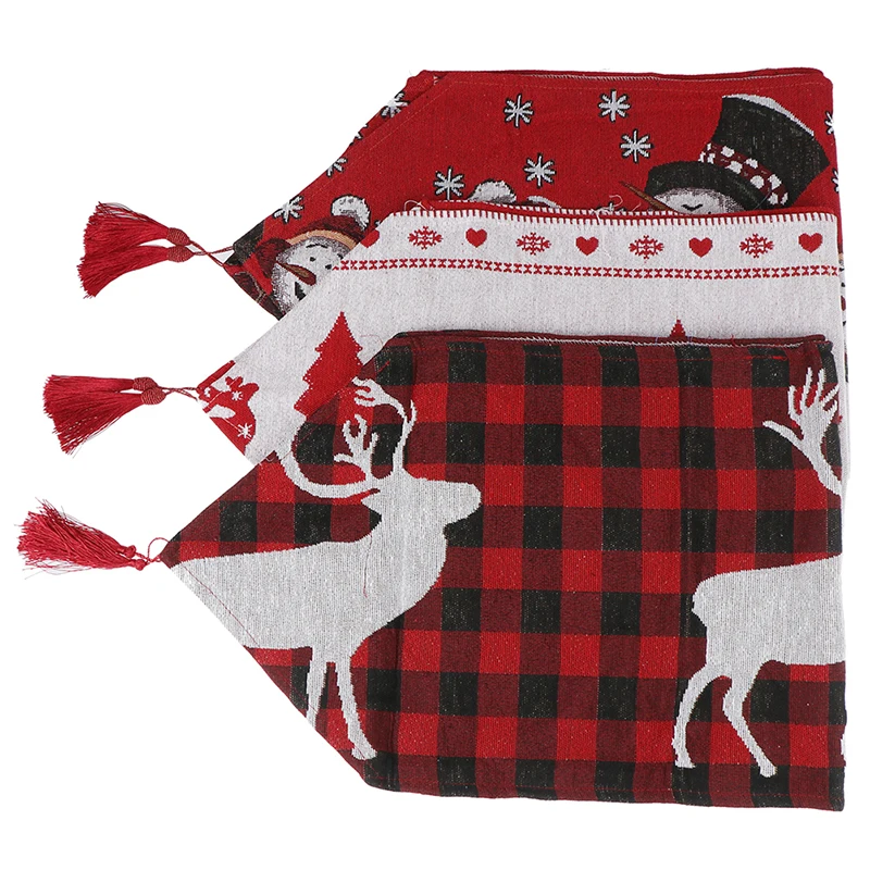 

Cotton Embroidered Christmas Table Runners 180*35cm Deer Christmas Tree Table Runner Cloth Cover for Home New Year Decoration