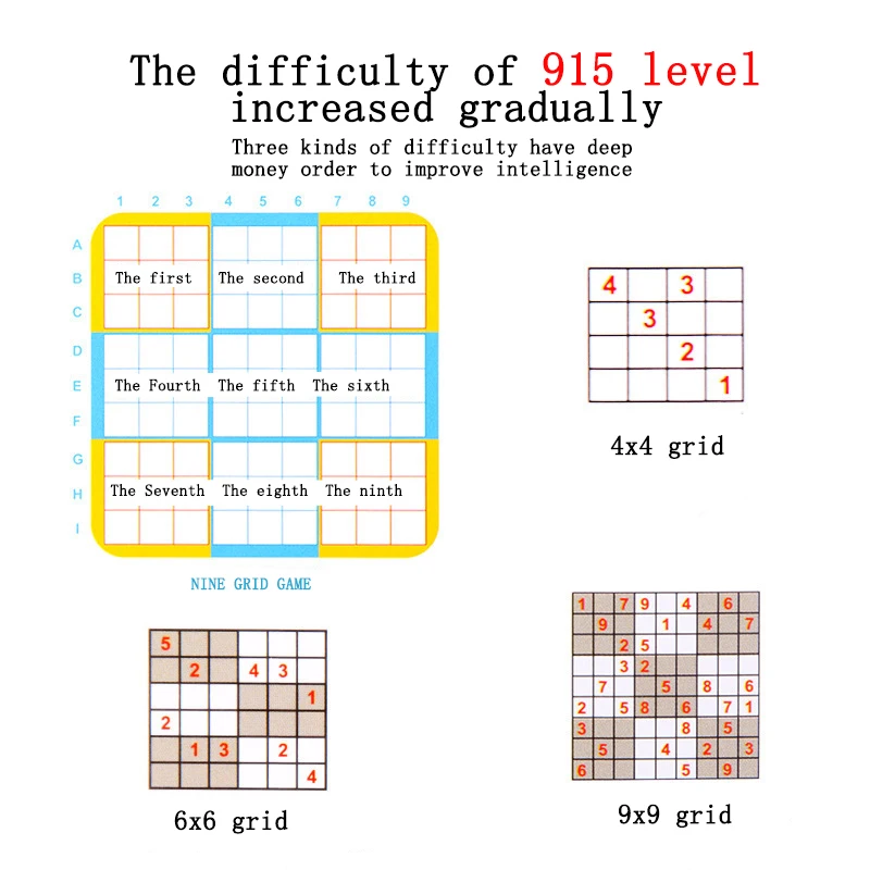Children's digital game chess nine-square lattice Sudoku puzzle magnetically filled digital wooden puzzle children's toys 6