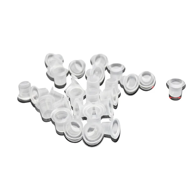 Manooby 100Pcs Plastic Microblading Tattoo Ink Cup Cap Pigment Clear Holder Container S/M/L Size Needle Tip Tattoo Supplies