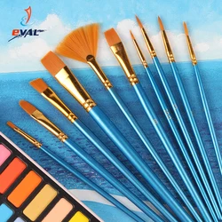 EVAL 10Pcs Watercolor Oil Paint Brushes Set For Drawing Art Nylon Hair Acrylic Gouache Professional Painting Supplies