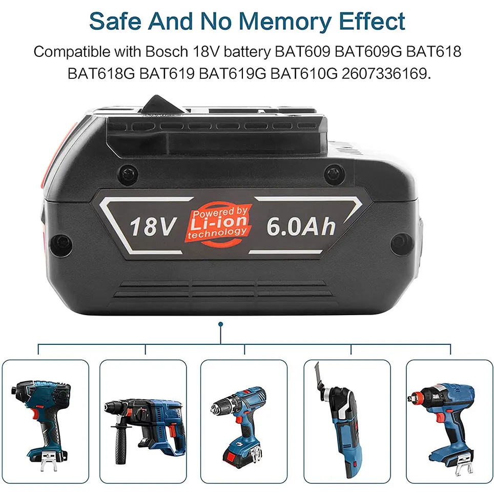 2021 Bat609 18v 6000mah Lithium Battery Replacement Bosch 18v Battery ...