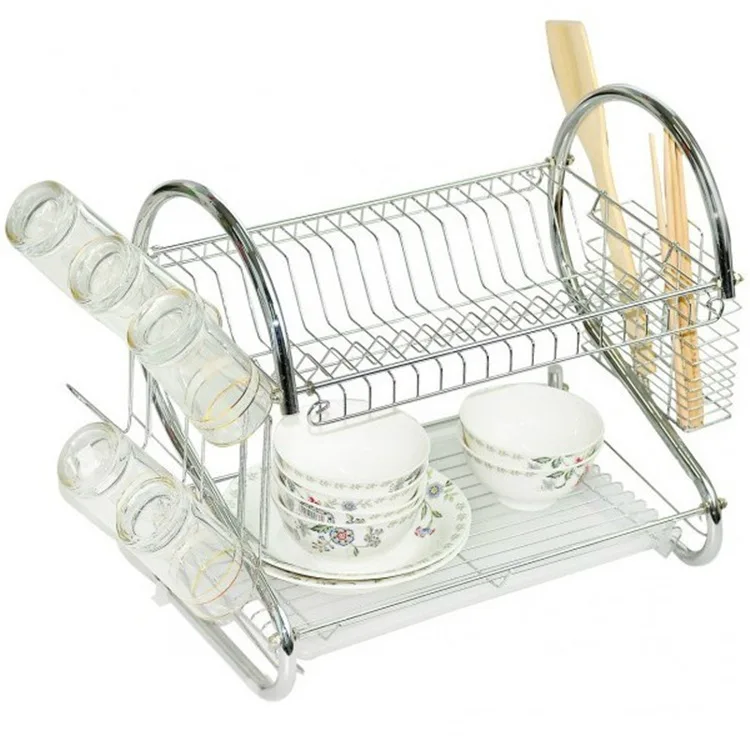 

Multi-functional Assembly S Type Double Layer Water Draining Dish Rack Metal Dish Rack Kitchen Dish Rack Factory Price Wholesale