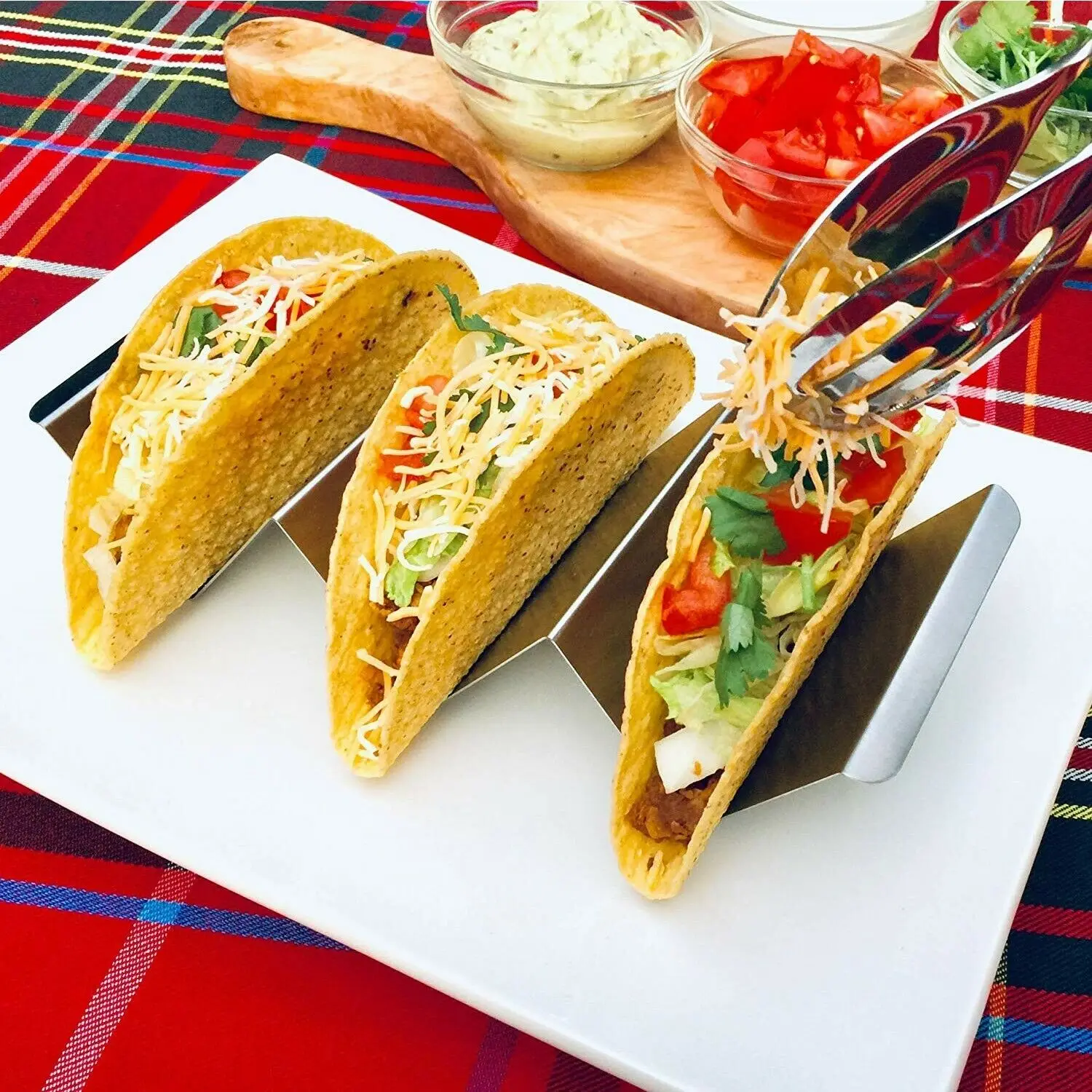 20Pcs Metal Taco Holders Jumbo Stand Up Rack Stainless Steel Durable Tray Party Serving Supply