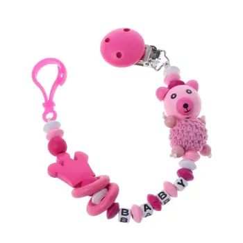 

New Baby Pacifier Clip Chain Infant Boys Girls Cute Cartoon Bear Letters Toys Teether Pacifier Chain Holder Baby Nipple Feeding