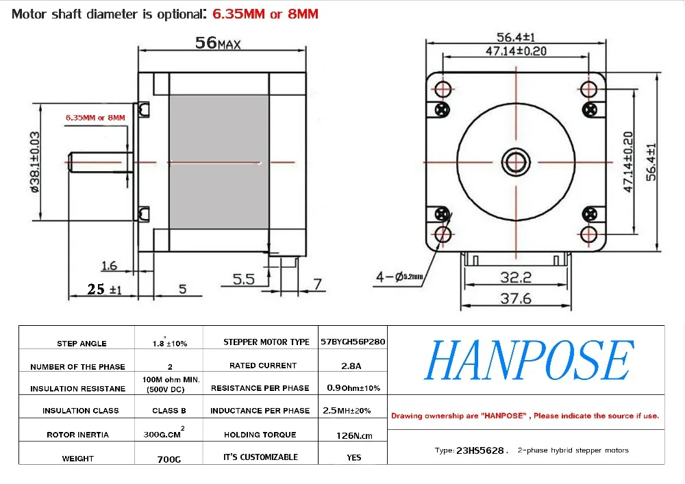 4-свинец 2.8A 126N. См Nema23 Драйвер шагового двигателя 23HS5628S-HPD970 57 мотор CE лазера CNC и 3D Электрический мотор двери