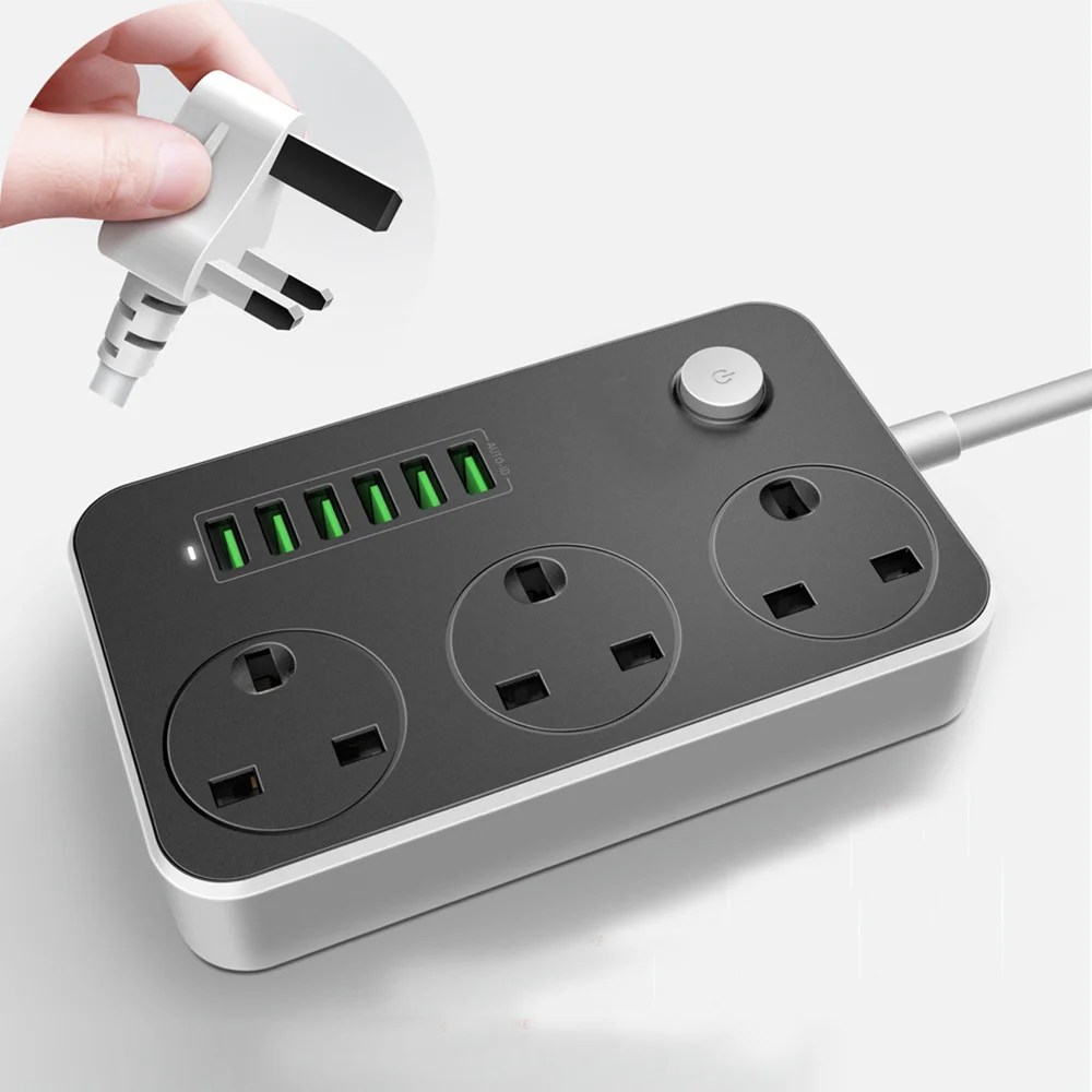 Сетевой удлинитель с защитой от перенапряжения 3 розетки USB портами для зарядки