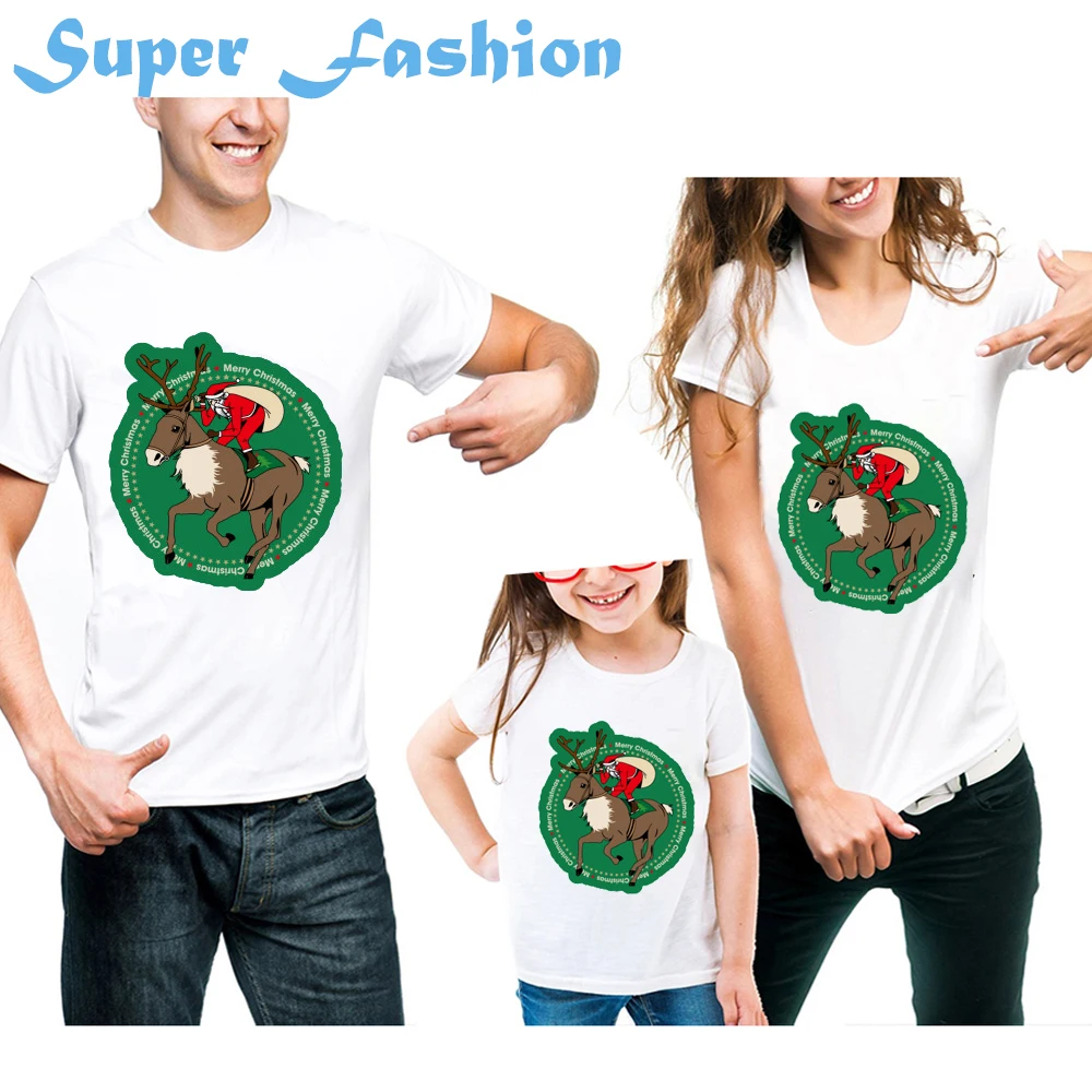 

Christmas Mom Daughter Clothes Father Son Matching Clothing Family Look Family Clothing Dad Mom Boy T-Shirt Cartoon Milu Deer