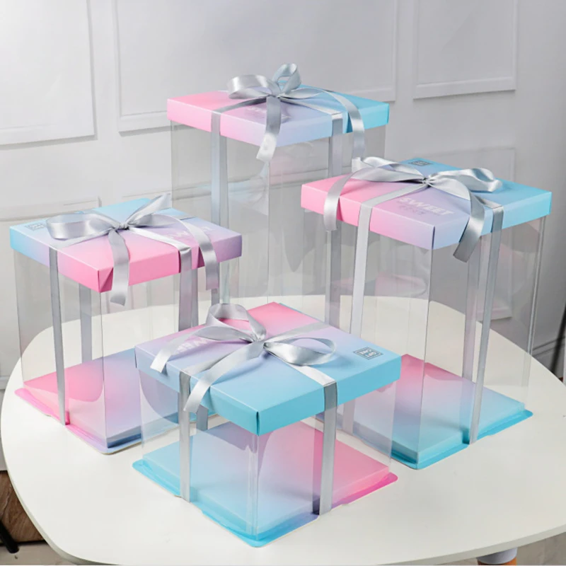 

1PCS Wedding party PVC color cake gift box birthday gift box for birthday decor anniversaire fille girl favor cake gift boxes