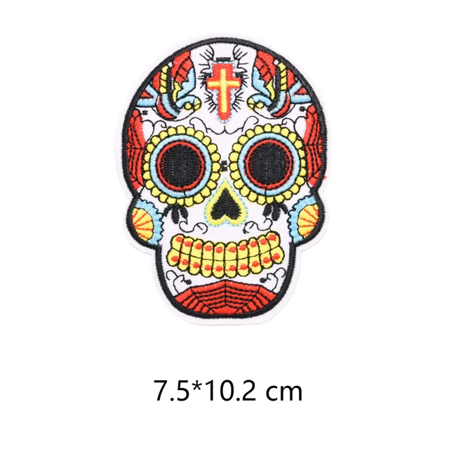 Skeleton Skull Patches For Clothing Badges Goth Gothic Embroidered Appliques Sewing Iron On Patch Tranfer Sticker For Clothes 3