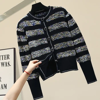 

Thick Short Sweater Knitted Cardigan Woman 2020 Spring Autumn New Sweater Cardigan Loose Outer Wear Round-Neck Coat Knitwear Top