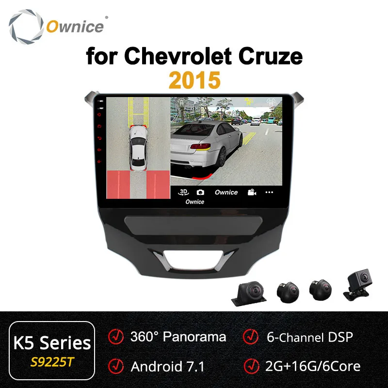 Ownice K1 K2 K3 android 9,0 Восьмиядерный 2G ram 32G rom автомобильный DVD мультимедиа для CHEVROLET CRUZE поддержка 4G карта DAB+ автоигра - Цвет: S9225 K5