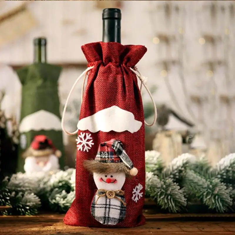 Новогодняя Рождественская винная бутылка, пылезащитный чехол, Санта Клаус, подарочные пакеты, рождественские украшения для дома, декор для обеденного стола - Color: E2