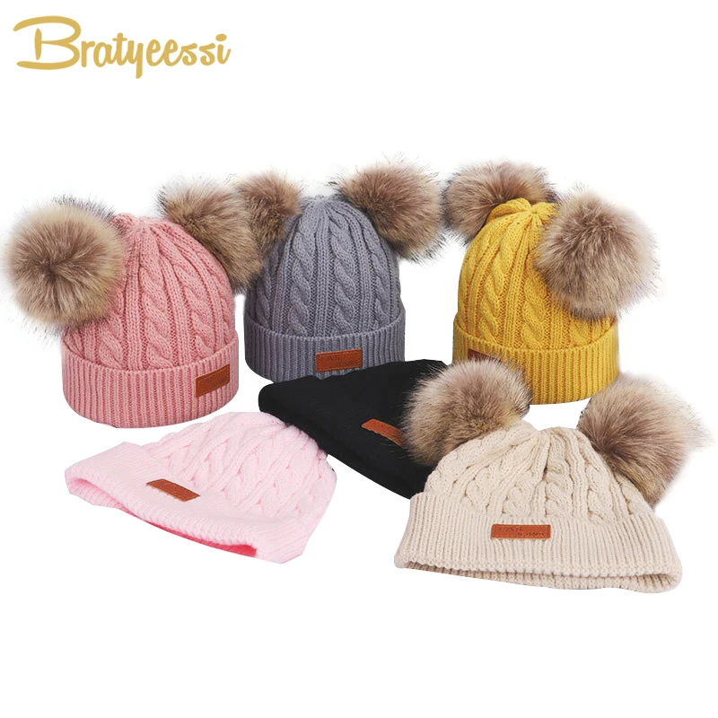 

13 Colors Winter Baby Hat for Girls Knit Pompom Children Hats Warm Baby Beanie Detachable Pom Pom Kids Hat for Boy Baby Cap