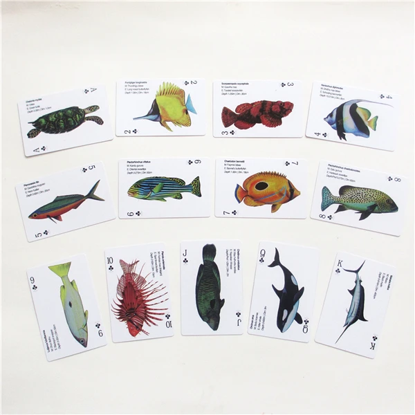 ПВХ водонепроницаемые английские рыбы познания poke карты научная колода игральных карт для детей с коробкой коллекция pokes