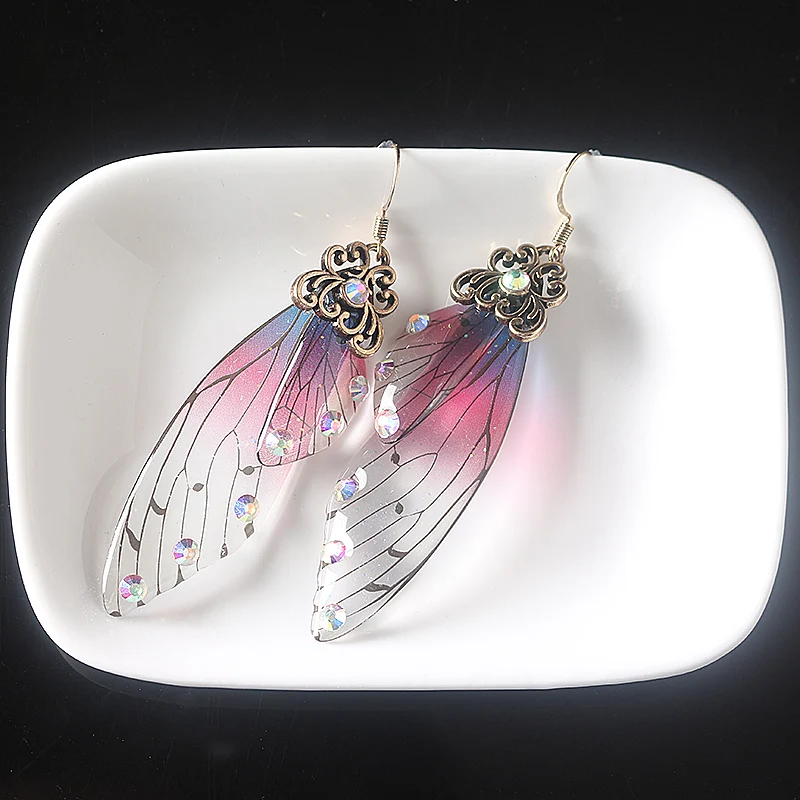 Hot Sale Anime Butterfly Wing Earrings Demon slayer Kimetsu no Yaiba Kochou Shinobu Ear Clips Women Girl Bridal Jewelry |