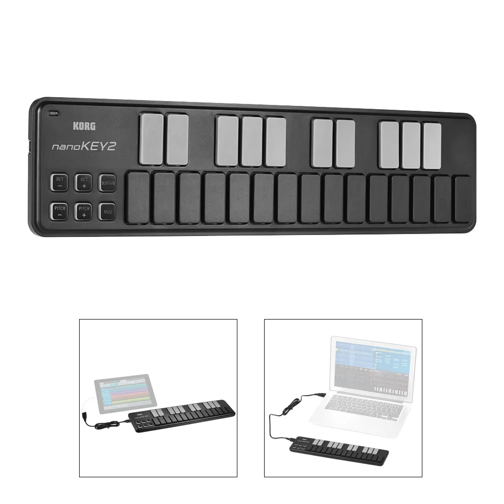 KORG nanoKEY2 Тонкий портативный USB MIDI клавиатура контроллер 25 клавиш с usb