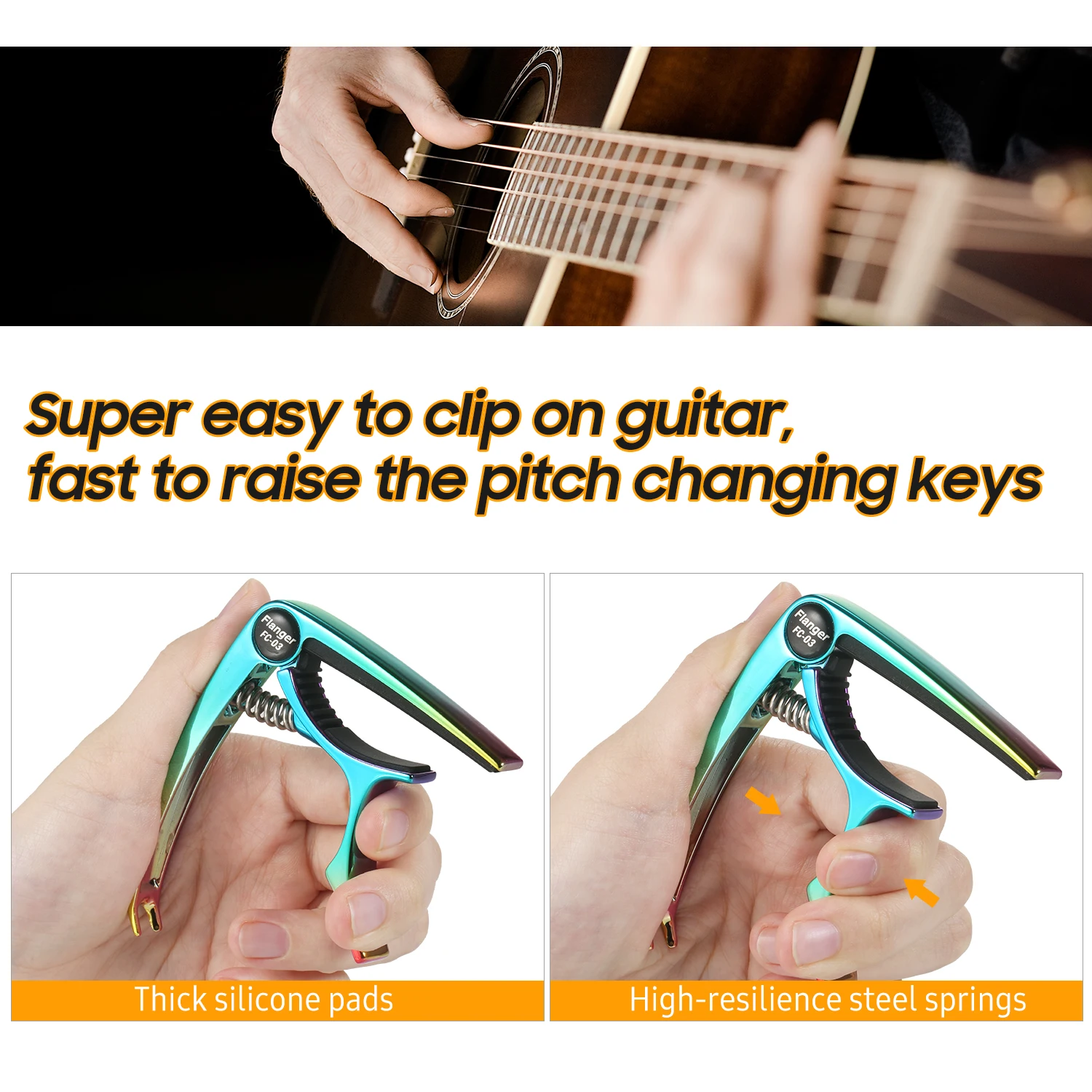 Guitar Capo,Mimidi Adjustable Pressure Zinc Metal Guitar Clamp with Pick Holder and 1 Pick for Acoustic Guitars,Electric Guitars,Ukulele and Bass 