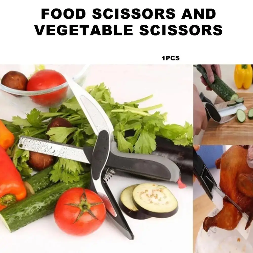 Food Scissors Vegetable Scissors 2-In-1 Smart Stainless Steel Spring Knife Multi-Function Household Kitchen Circlip Scissors Food Scissors Vegetable Scissors 2-In-1 Smart Stainless Steel Spring Knife Multi-Function Household Kitchen Circlip Scissors