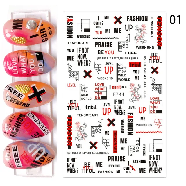 Black White Butterfly 3D Nails Sticker Geometry Decals Flower Gold DIY Decals Designs For Nail Art Manicures Decorations Salon 20