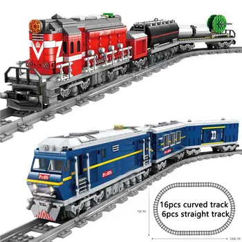 

NEW KAZI City Train Power-Driven Diesel Rail Train Cargo With Tracks Set Model Technic Building Block Compatible All Brands