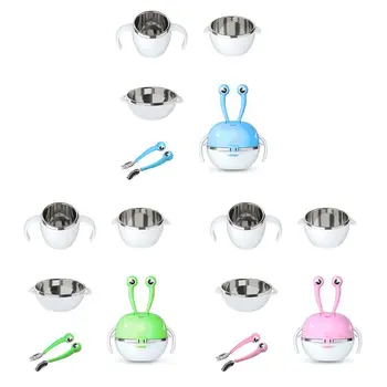 

7 Pcs Childrens Dinnerware Set Stainless Steel Infant Feeding Bowl Dish Spoon Bowl Learning Dishes With Suction Cup Children