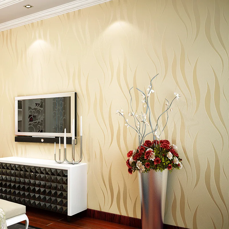 

3D Flocked Aquatic Plants Leaf Stereo Wallpaper Minimalist Modern Non-woven Wallpaper Bedroom Living Room Television Background
