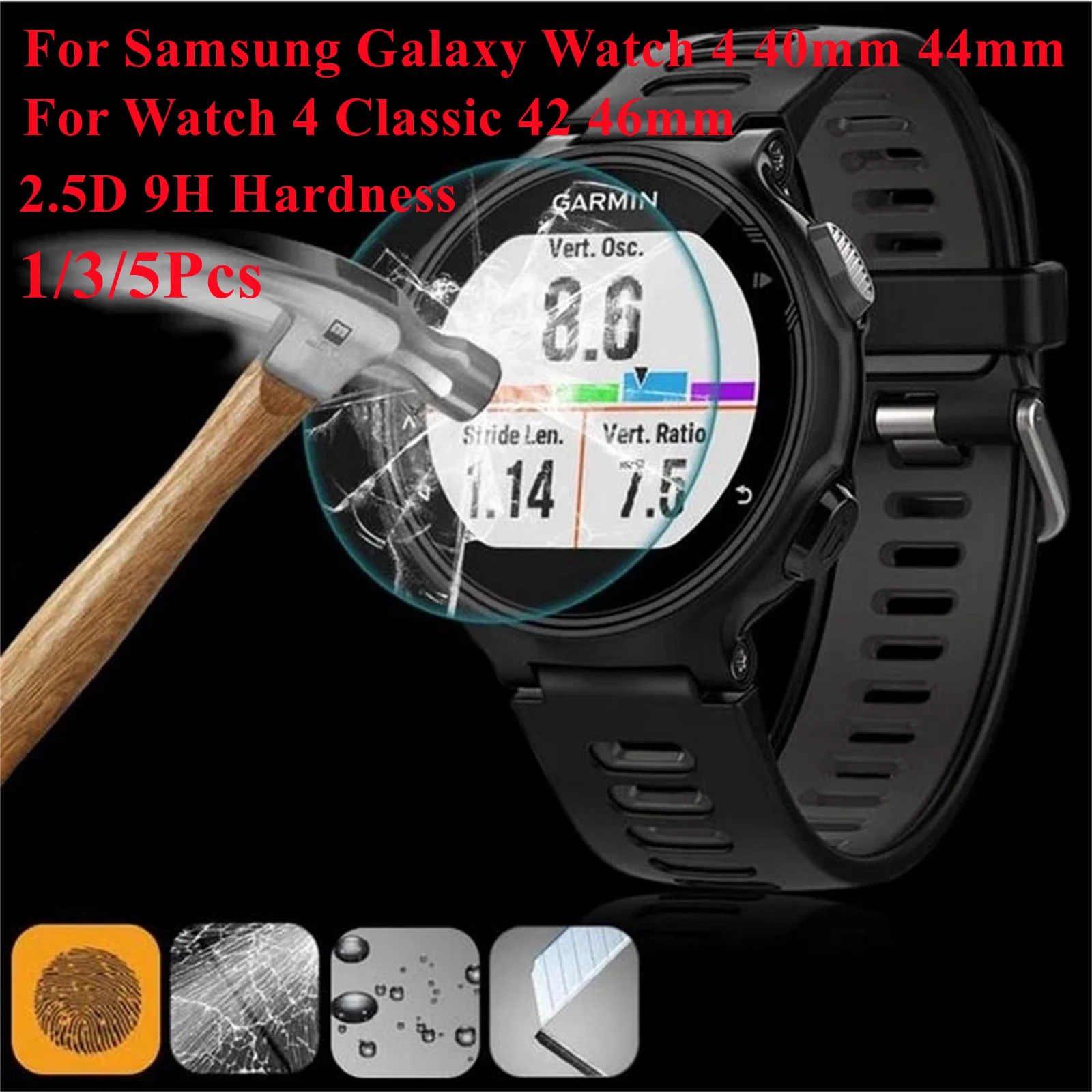 1/3/5Pcs Tempered Glass For Samsung Galaxy Watch 4 40mm 44mm Screen Protector Anti Scratch For